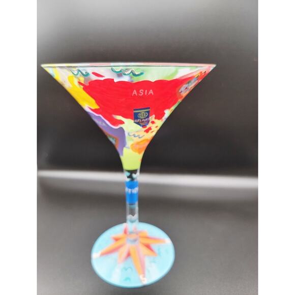 Travel-tini‎ Martini Glass by Lolita Recipe on Bottom Hand-painted Traveler - Picture 4 of 10